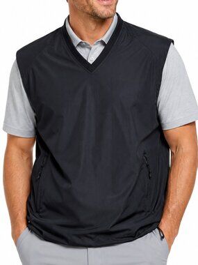 WALTER HAGEN Premium Golf Vest Black Sz Large Ripstop Water Repellent Pullover